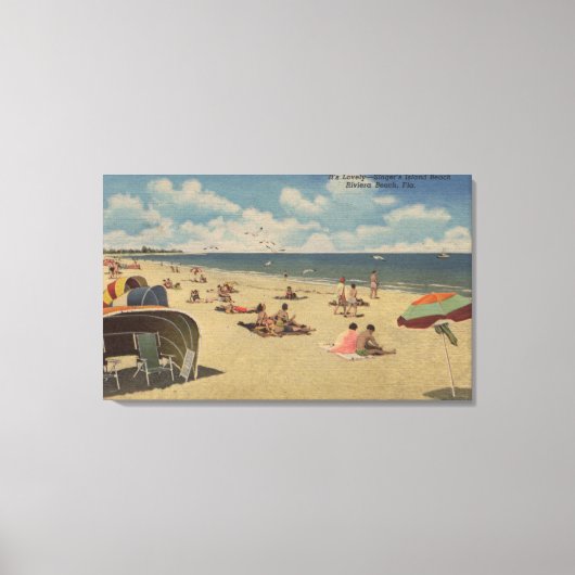 Riviera Beach, Florida - Sunbathers op Beach Canvas Afdruk (Voorkant)