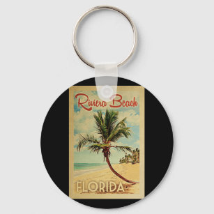 Riviera Beach Palm Tree Vintage Travel Sleutelhanger