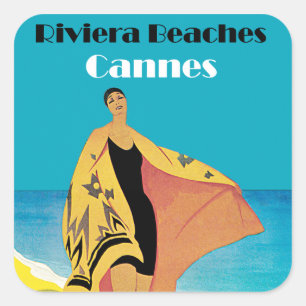 Riviera Beaches ~ Cannes Vierkante Sticker