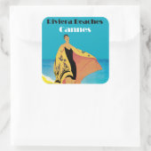 Riviera Beaches ~ Cannes Vierkante Sticker (Tas)