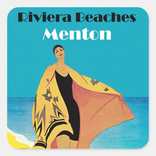 Riviera Beaches ~ Menton Vierkante Sticker (Voorkant)
