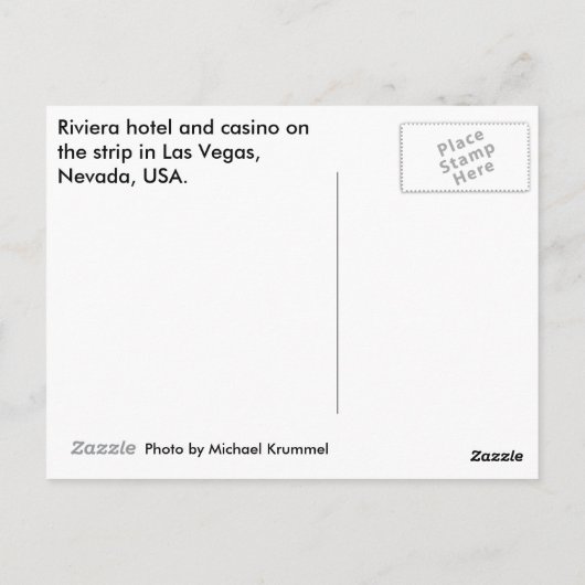 Riviera Briefkaart (Achterkant)