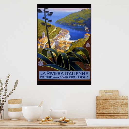 Riviera Italienne  Italiaans reisbureau Poster (Keuken)