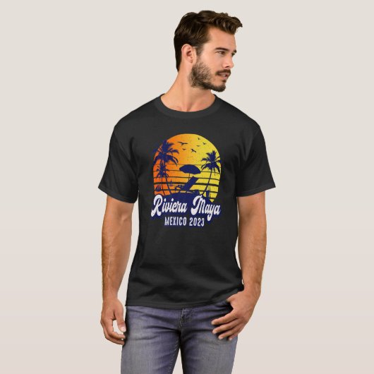 Riviera Maya 2023 Mexico Sunset Beach Retro Premiu T-shirt (Voorkant volledig)