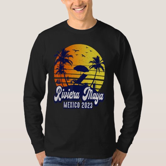 Riviera Maya 2023 Mexico Sunset Beach Retro T-shirt (Voorkant)