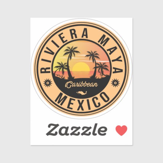 Riviera Maya Beach - Mexico Sunrise Palm tree Sticker (Vel)
