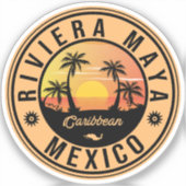Riviera Maya Beach - Mexico Sunrise Palm tree Sticker (Voorkant)