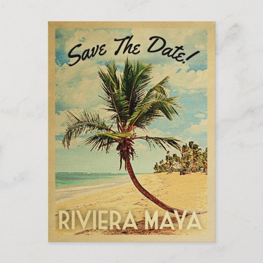 Riviera Maya bewaart de  platenpalmboom op de datu Aankondigingskaart (Voorkant)