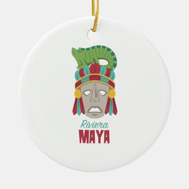 Riviera Maya Mask Keramisch Ornament (Voorkant)