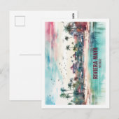 Riviera Maya Mexico Beroemde Reisplaats Waterverf Briefkaart (Voorkant / Achterkant)