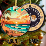 Riviera Maya Mexico Palm Tree Vintage Reizen Keramisch Ornament<br><div class="desc">Riviera Maya Mexico Vintage 80s Souvenirs. Riviera Maya Beach Mexico - Retro Tropical Palm Tree 60s Souvenirs ontwerp maakt een geweldig kerst- of verjaardagscadeau voor fans van Riviera Maya Beach. Het retro zomerse vibe ontwerp is een perfect cadeau voor reisliefhebbers en tropische bestemmingsfans. U kunt deze sjabloon aanpassen en wijzigen...</div>