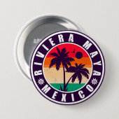 Riviera Maya Mexico Palmbomen  Souvenir Ronde Button 7,6 Cm (Voorkant /achterkant)