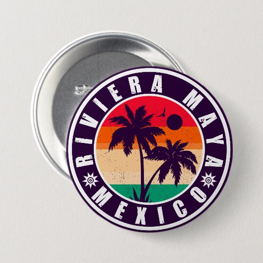Riviera Maya Mexico Palmbomen  Souvenir Ronde Button 7,6 Cm (Voorkant /achterkant)