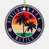 Riviera Maya Mexico Retro Palmboom Reis 80s Keramisch Ornament (Voorkant)