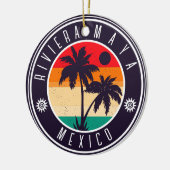 Riviera Maya Mexico Retro Palmboom Reis 80s Keramisch Ornament (Links)
