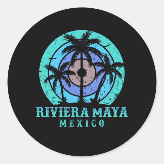 Riviera Maya Mexico Ronde Sticker (Voorkant)