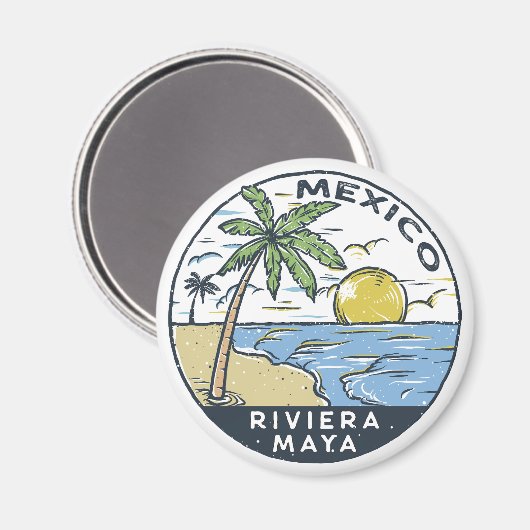 Riviera Maya Mexico Vintage Magneet (Voorkant / Achterkant)