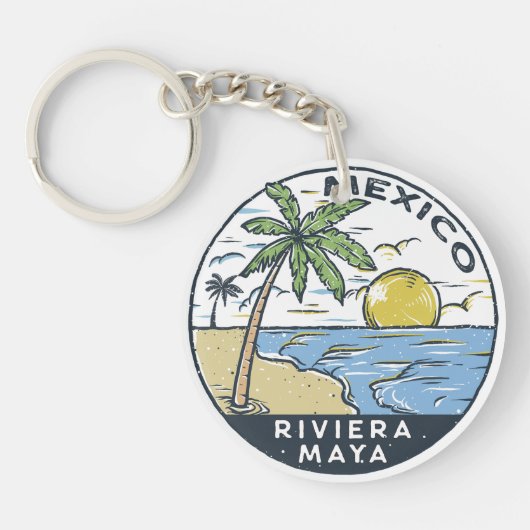 Riviera Maya Mexico Vintage Sleutelhanger (Voorkant)
