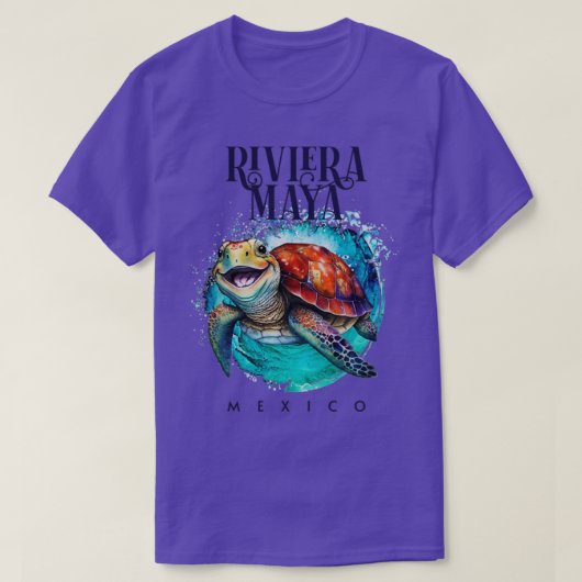Riviera Maya Mexico Waterverf Happy Zee Turtle T-shirt (Design voorkant)