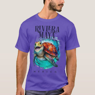 Riviera Maya Mexico Waterverf Happy Zee Turtle T-shirt