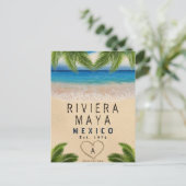 Riviera Maya Palm Leaves Retro 80s Mexicaanse Play Briefkaart (Staand voorkant)