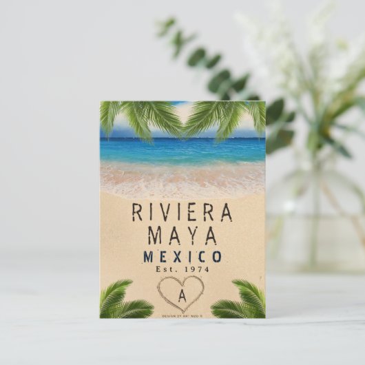 Riviera Maya Palm Leaves Retro 80s Mexicaanse Play Briefkaart (Staand voorkant)