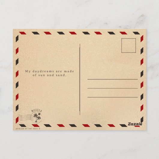 Riviera Maya Palm Leaves Retro 80s Mexicaanse Play Briefkaart (Achterkant)