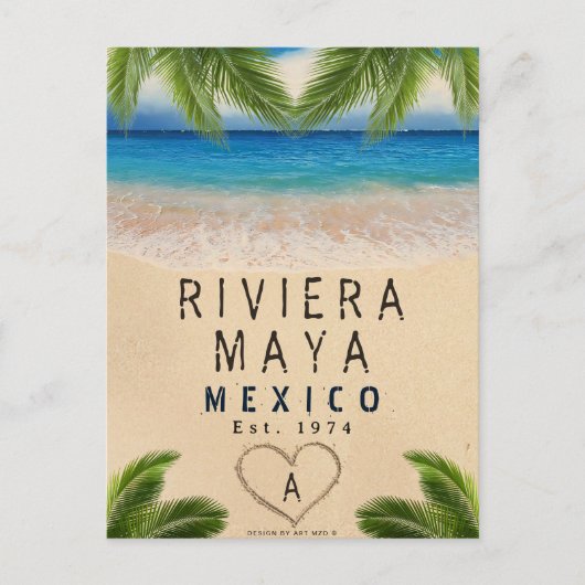 Riviera Maya Palm Leaves Retro 80s Mexicaanse Play Briefkaart (Voorkant)