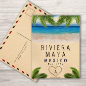 Riviera Maya Palm Leaves Retro 80s Mexicaanse Play Briefkaart