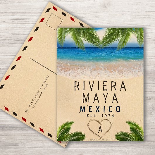 Riviera Maya Palm Leaves Retro 80s Mexicaanse Play Briefkaart