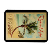Riviera Maya Palm Tree Vintage Travel Magneet (Horizontaal)