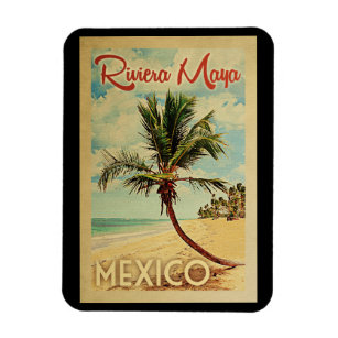 Riviera Maya Palm Tree Vintage Travel Magneet