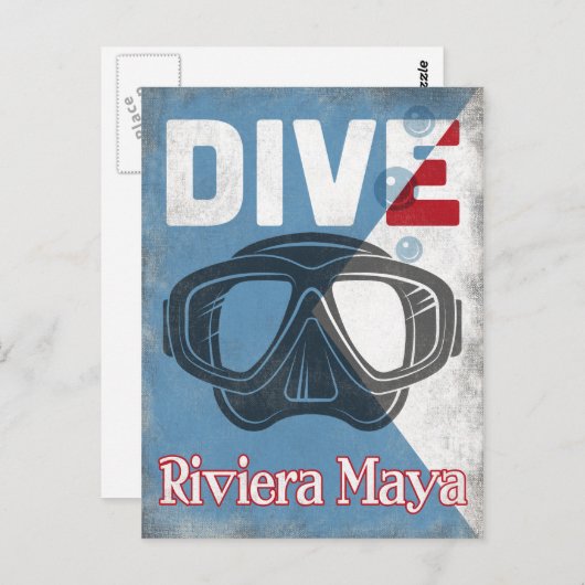 Riviera Maya  Scuba duikmasker Briefkaart (Voorkant / Achterkant)