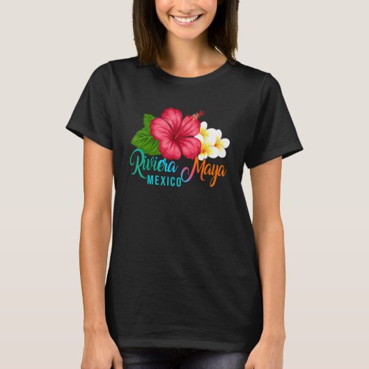 Riviera Maya Vacation Mexico Tropical Hibiscus Flo T-shirt (Voorkant)
