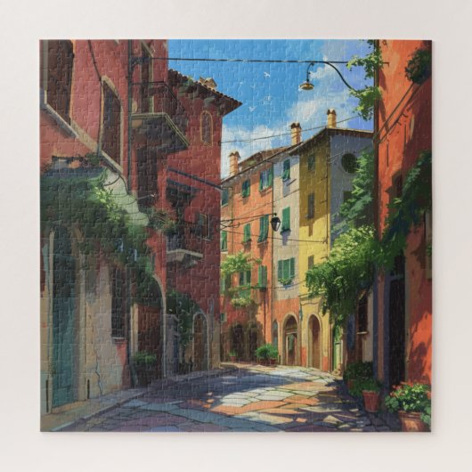 Riviera Street Uitzicht van kleurrijke Italiaanse  Legpuzzel (Verticaal)
