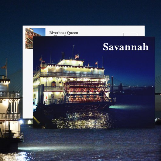 Rivierboot Peddelboot Savannah GA Fotografisch Briefkaart
