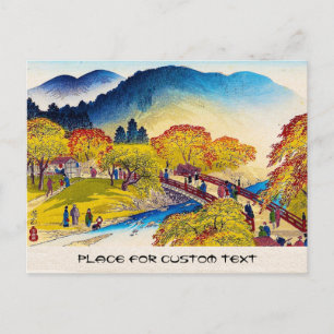 Rivierbrug over de herfst in de Kool-japanse berg Briefkaart