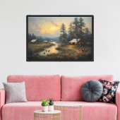 Rivierdal met huisjes canvas afdruk (Insitu (Woonkamer))