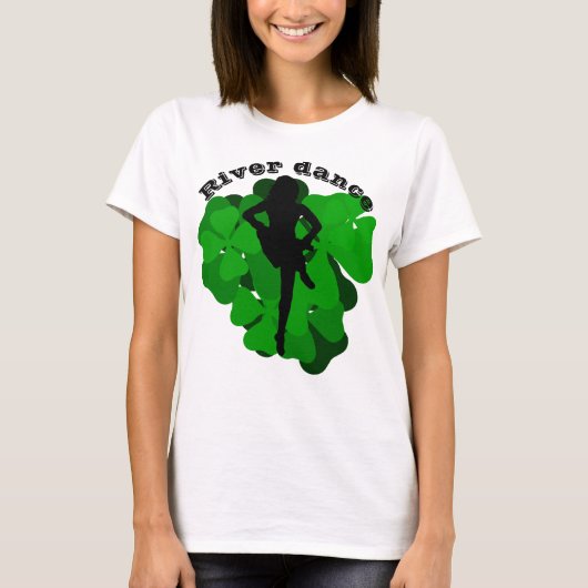 Rivierdans, Ierse dans, Groene klaver/shamrock T-shirt (Voorkant)