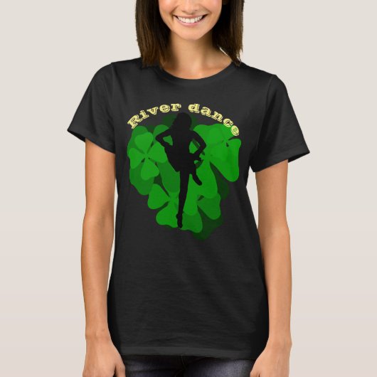 Rivierdans, Ierse dans, Groene klaver/shamrock T-shirt (Voorkant)