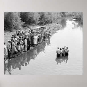 Rivierdoop, 1940. Oorspronkelijke foto Poster