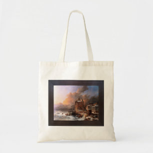 Rivière Gelée Avec Patineurs van Andreas Schelfhou Tote Bag
