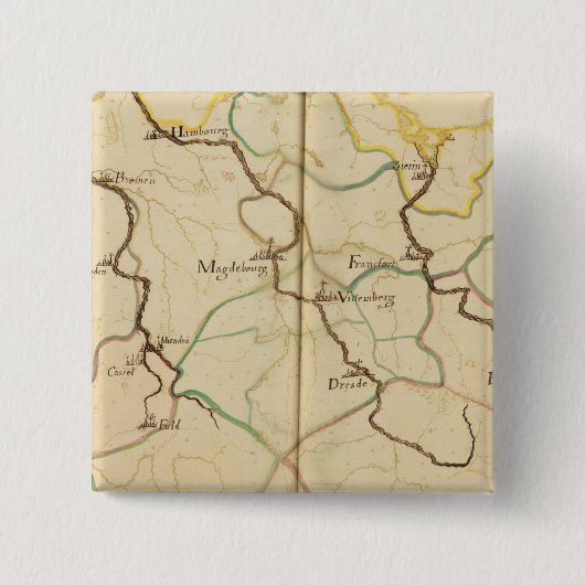 Rivieren en Valleys van Duitsland Vierkante Button 5,1 Cm (Voorkant)
