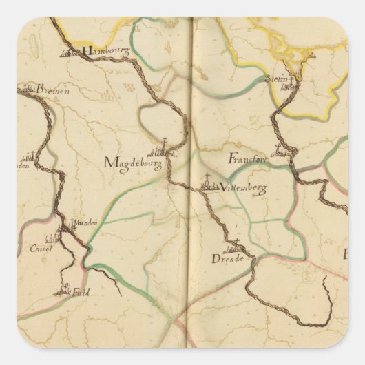 Rivieren en Valleys van Duitsland Vierkante Sticker (Voorkant)