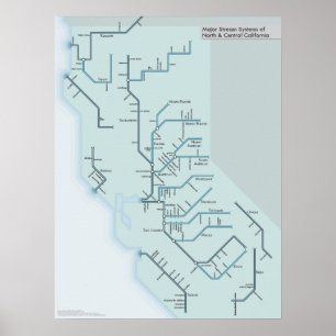 Rivieren van Noord- en Midden-Californië 18 x 24 i Poster
