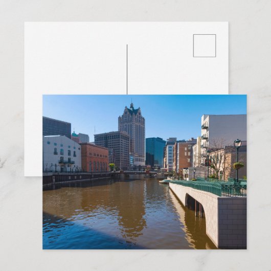 Rivierfront van Kilbourn Street in Milwaukee Briefkaart (Voorkant / Achterkant)