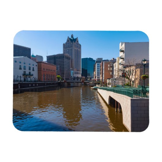 Rivierfront van Kilbourn Street in Milwaukee Magneet (Horizontaal)