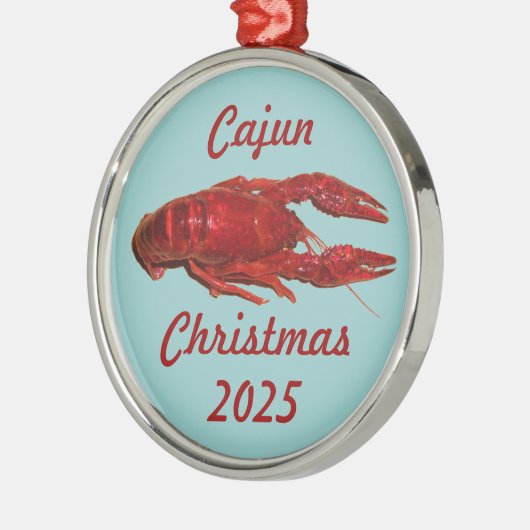 Rivierkreeft Cajun Kerstornament Metalen Ornament (Links)