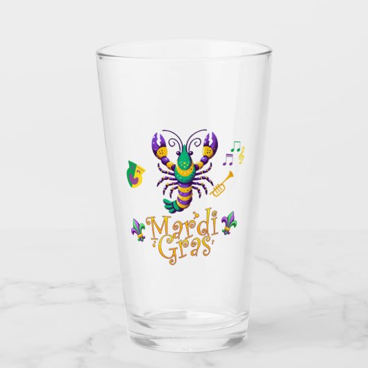 Rivierkreeft Fleur de lis Mardi Gras Glas (Voorkant)