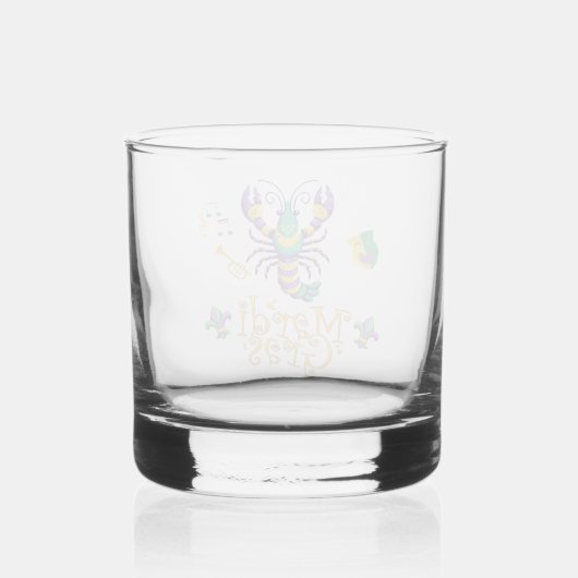 Rivierkreeft Fleur de lis Mardi Gras Whisky Glas (Voorkant)